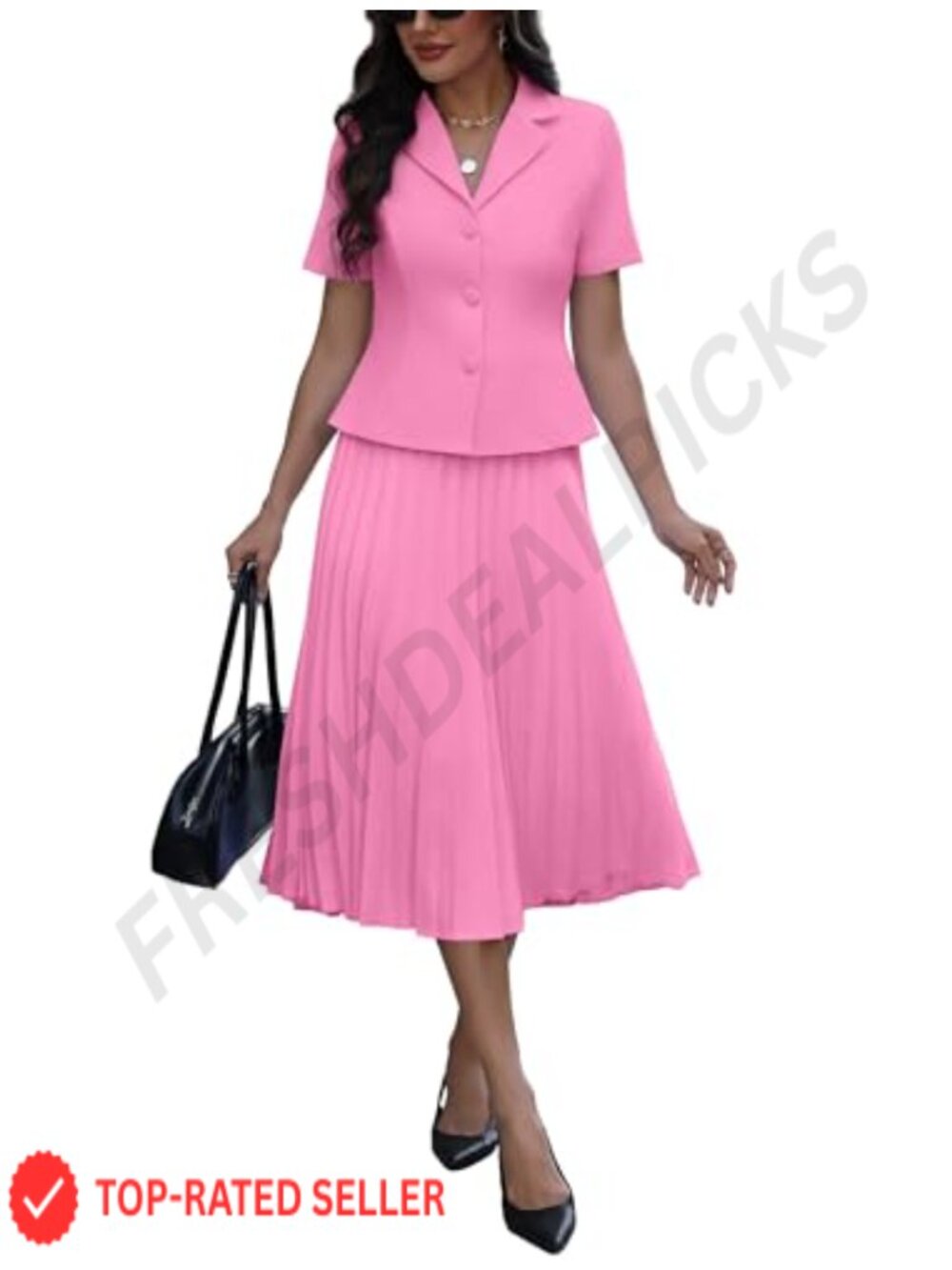 2 Piece Skirt Suit Blazer Pleated Maxi Skirt 95% Polyester 5% Spandex